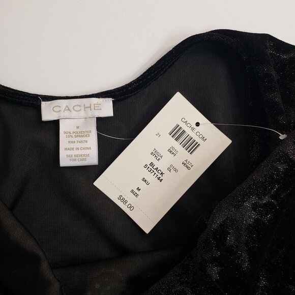 Cache Black Metallic Velvet Burnout Tunic Top Whimsigoth Grunge Womens M NWT - Picture 8 of 12